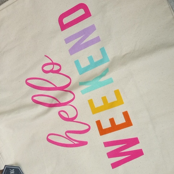 🍒 Boho Living Hello Weekend Tote Bag - Picture 2 of 5